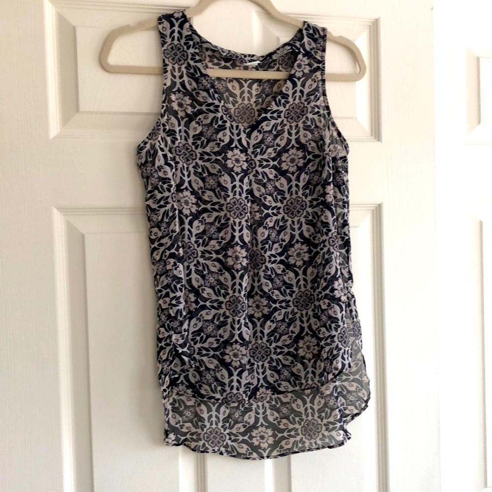 Sheer black/beige tank top. Size XS